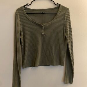 Wild Fable Green Ribbed Crop Blouse